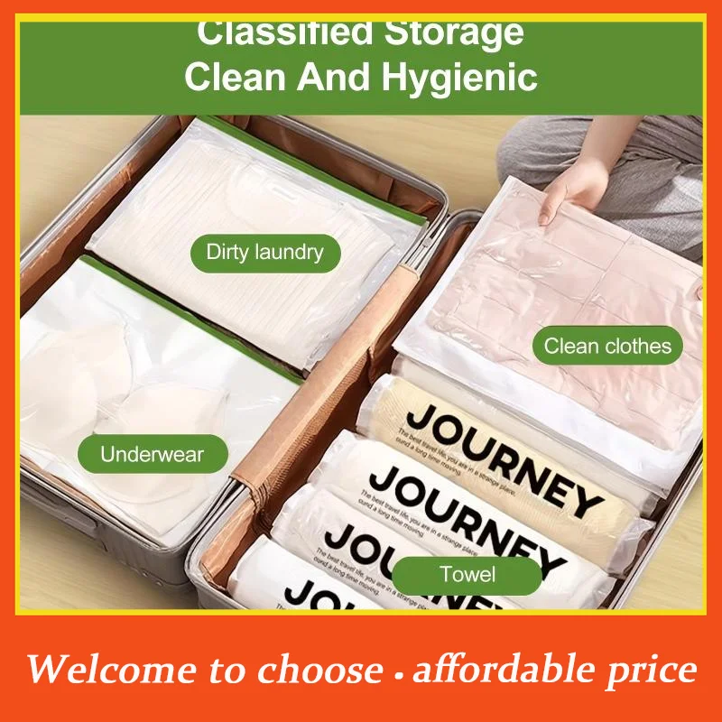 {}2Pcs Vacuum Storage Bags, Hand-Rolled Travel Vacuum Storage Bags For Towels, Socks, Clothes, More , No Pump Needed