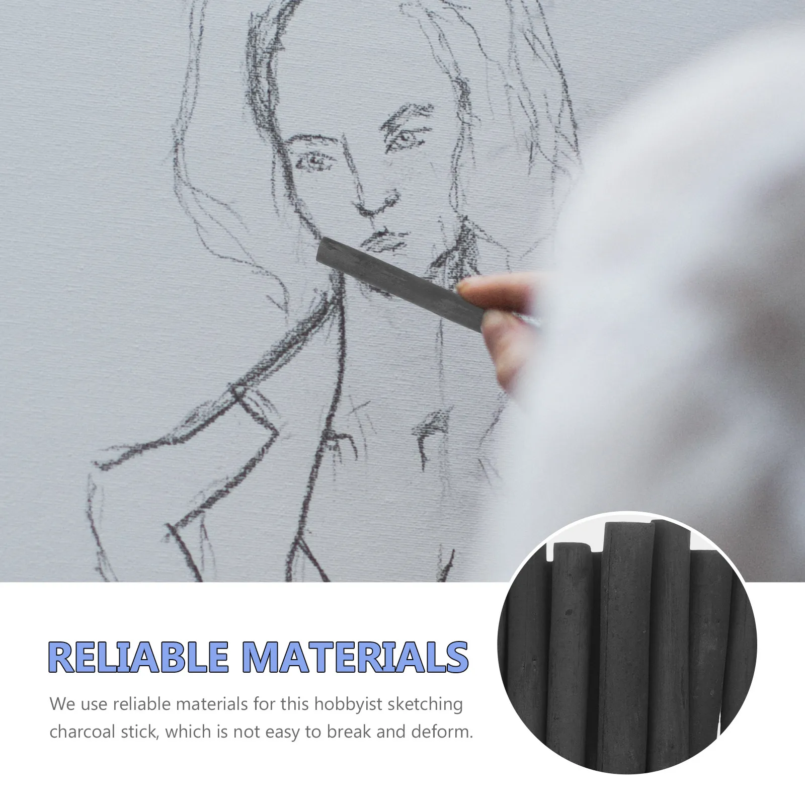 20개입 고밀도 버드나무 숯 스틱, 실물화, 인물화, 정물화, 스케치, 미술 수업 연습용품에 이상적