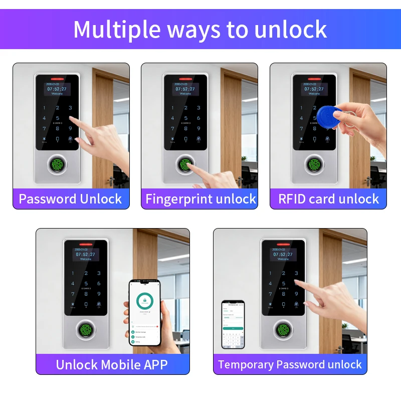 Sed26ac55733a42cfa9a88ba329704f99A WIFI App Tuya Fingerprint Access Controller Keypad Metal Waterproof RFID Card Standalone Door Access Control System