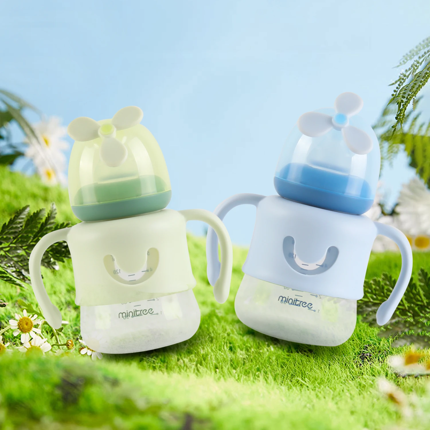 150ml Newborn Baby Bottle Cute Pinwheel Bottle Imitation Breastmilk BPA Free Drop-proof and Leak-proof PP Bottle