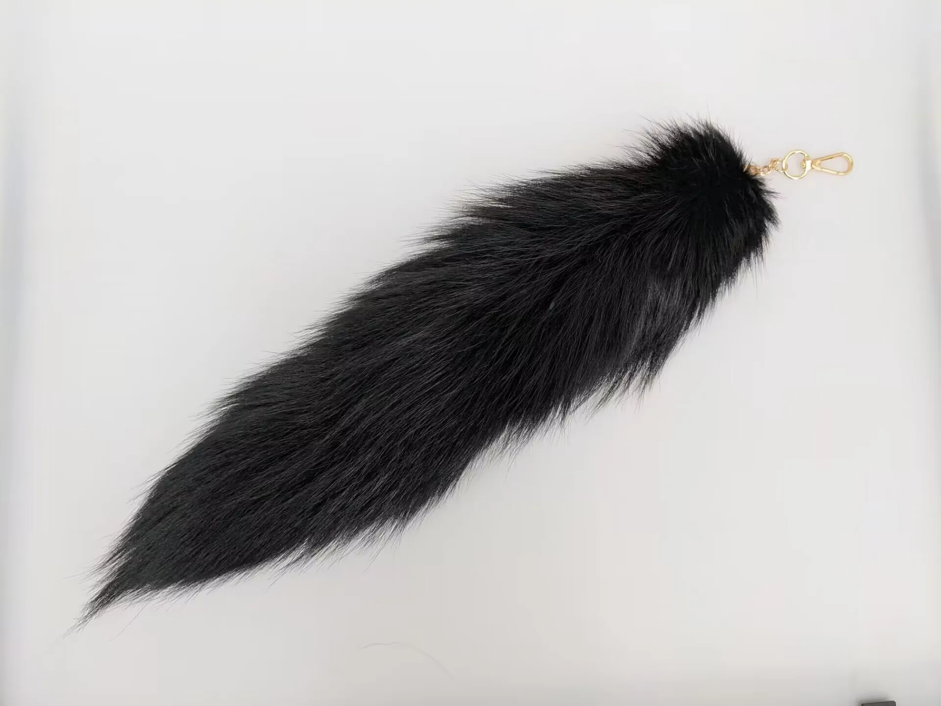 Luxurious Natural Fox Fur Tail Keychain - Chic Y2K Fashion Accessory, 40 cm