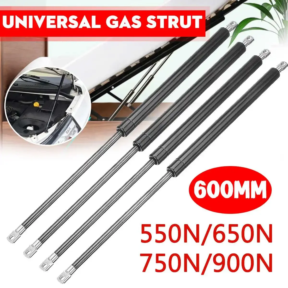 Motorkapgasveren 2 Stuks Auto Gas Strut Bars Gasveer Kap Ondersteuning Staaf Shock Lift Voor Rv Bed Venster Bus Caravans 800 Mm 100-900N(550N