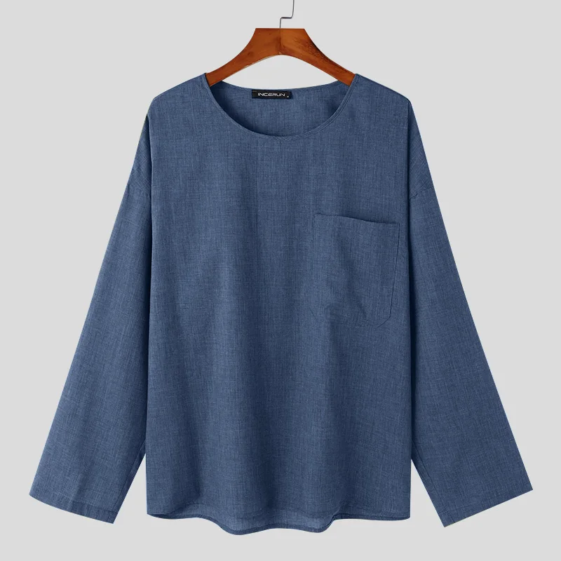 INCERUN Tops 2024 Camisetas de diseño de bolsillo simple de estilo coreano para hombres Camisetas de moda de verano de manga corta con personalidad sólida S-5XL