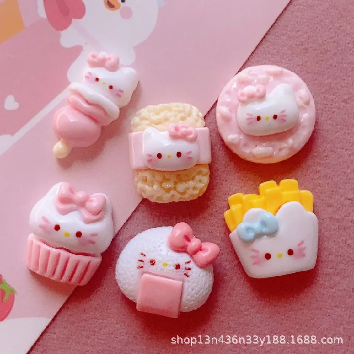 

5 шт., милые Мультяшные полимерные принадлежности hello kitty с плоским основанием, аксессуары из полимера «сделай сам», материалы для рукоделия, украшение для скрапбукинга