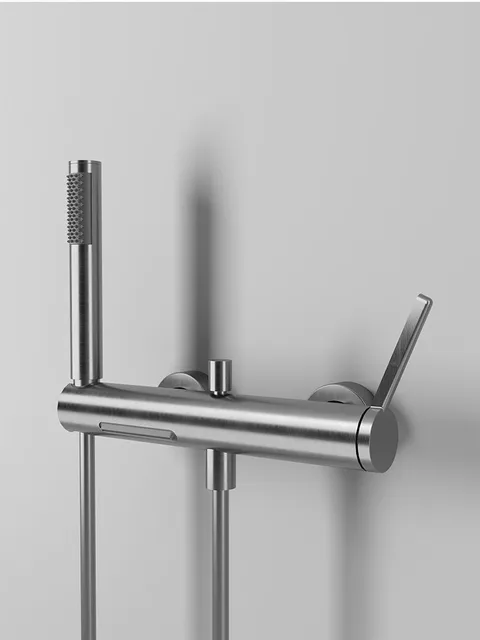 ชุดก๊อกน้ำฝักบัวห้องน้ำโครเมียม สีเทากันเมทัล ติดผนังทองเหลือง ก๊อกน้ำร้อนน้ำเย็นแบบน้ำตกสำหรับอ่างอาบน้ำ ชุดก๊อกน้ำโครเมียมสีทองขัดเงา 4