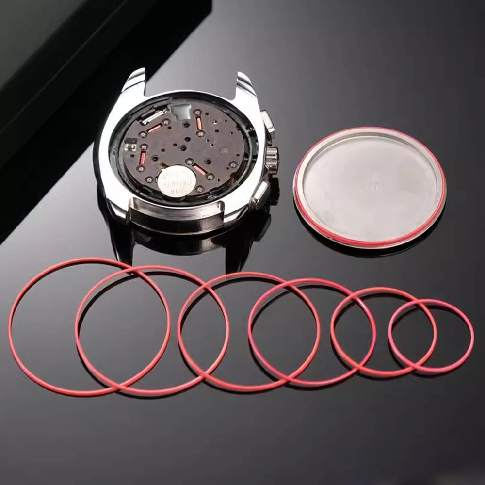 Red Waterproof Gasket Ring for Watch Case Back Cover, 25-42MM Diameter, 1/2/4PCS Set