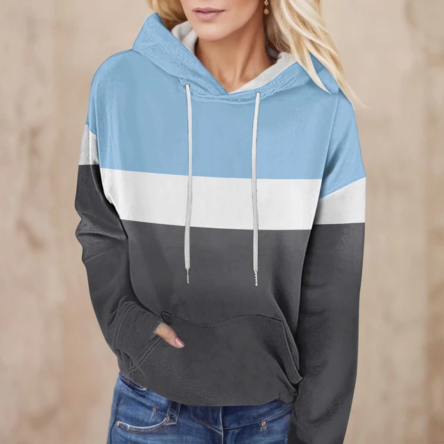 Womens Hoodie Shirts Oversized Pullover Long Sleeve Sweatshirt Lightweight  Half Zipper Casual Thanksgiving Fall Winter Clothes with Pockets sky blue