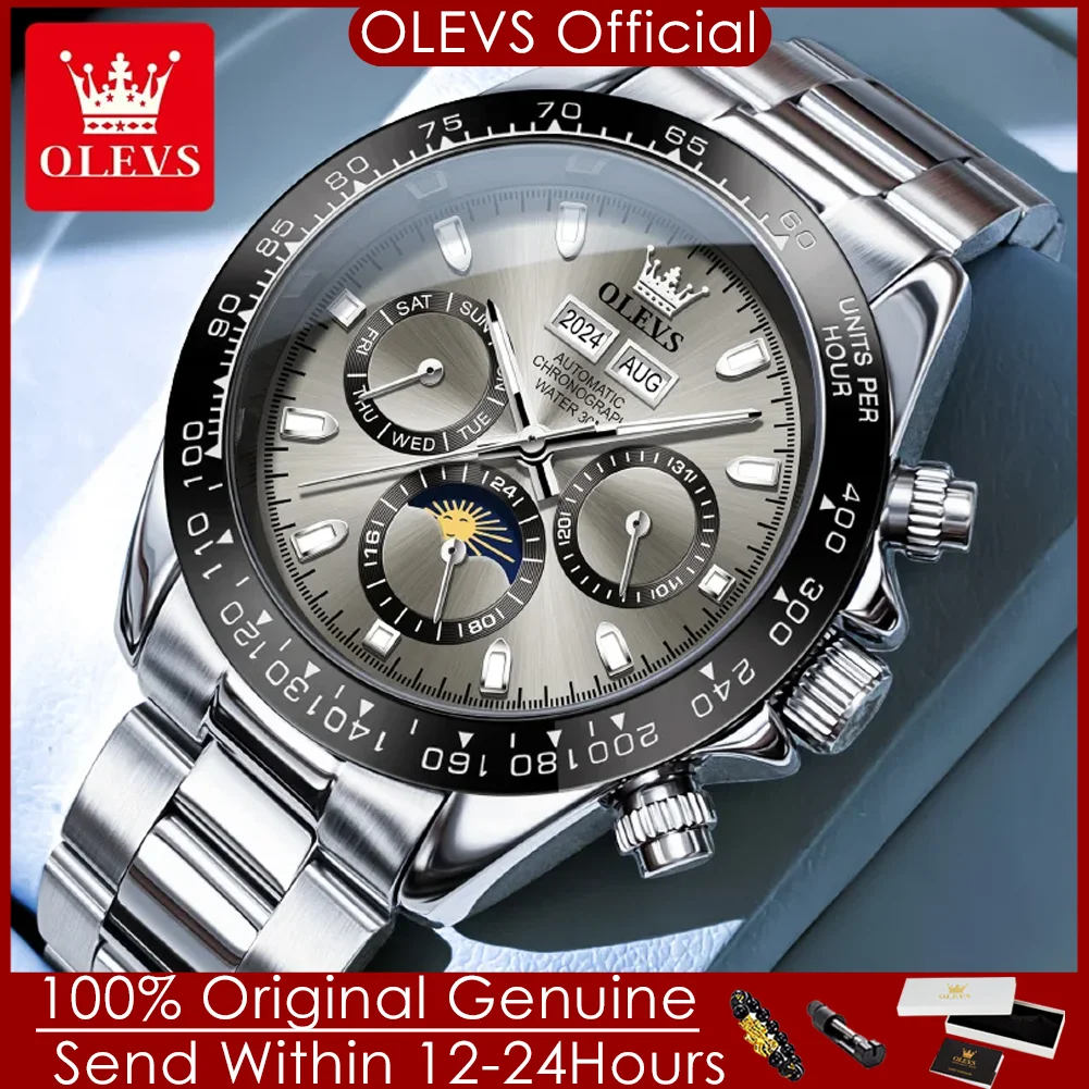 OLEVS Orologio Automatico Uomo: Meccanico A Carica Automatica, Acciaio, Impermeabile E Luminoso - 3