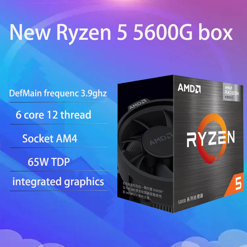 Novo Amd Ryzen 5 5600g R5 5600g 3.9ghz Seis-núcleo Doze-linha 65w ...