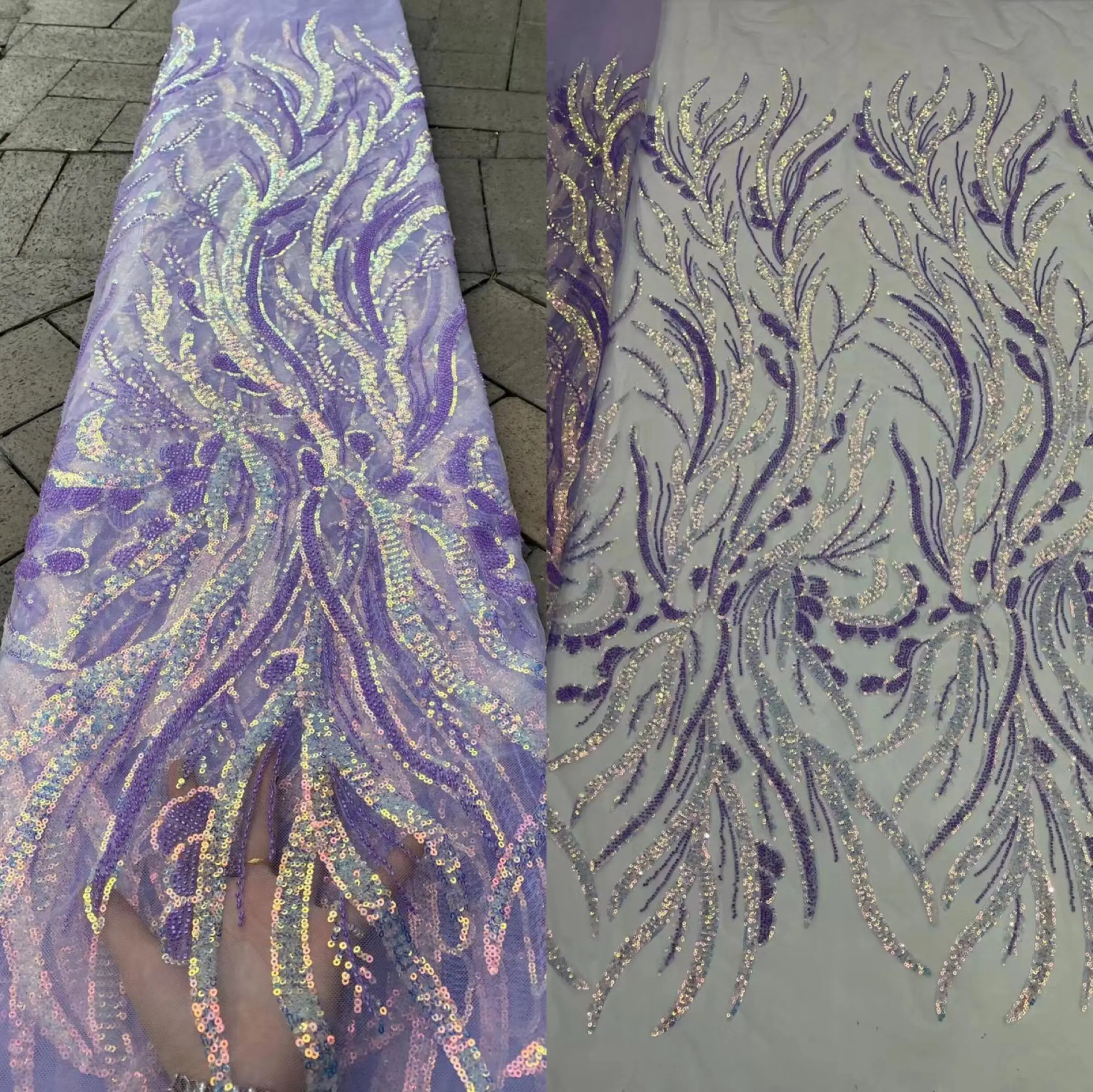 

African Sequins and beads Lace Fabric J-1226289 High Quality French Nigerian Lace Fabric For Sewing Dress Wedding Party
