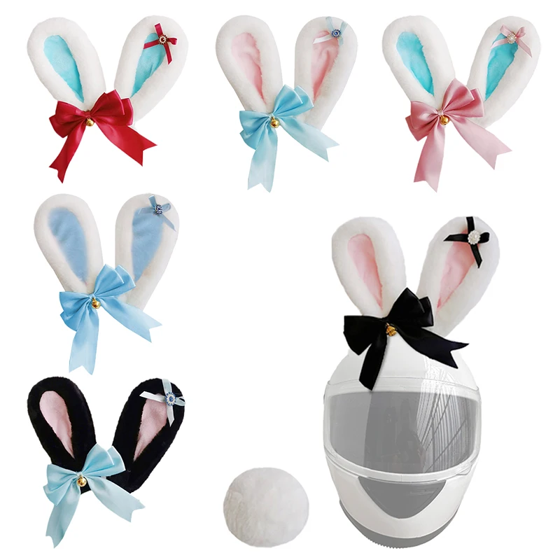 

Long Rabbit Ears Helmet Decorations Motorcycle Bicycle Ski Helmets Accessories Cute Plush Helmet Ears Helmet Horns