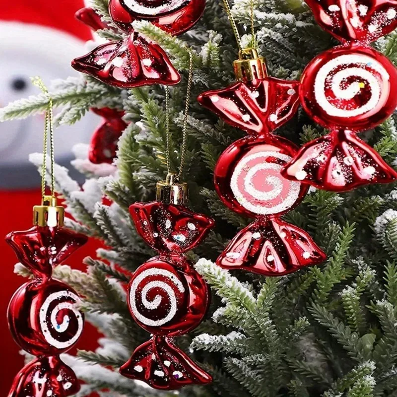 Christmas Hanging Candy Ornaments Colorful Plated Plastic Decor with Unique Pictures Ideal for Tree and Home Holiday Decorations