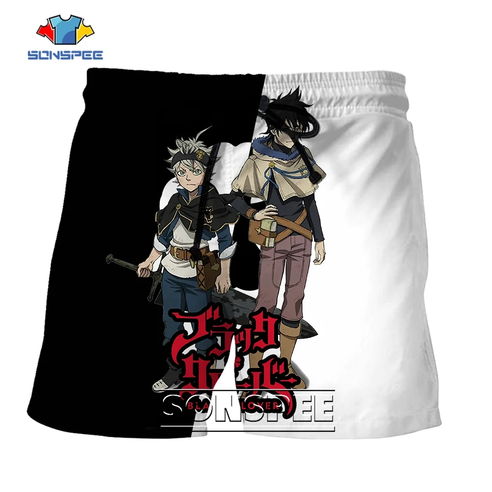 SONSPEE Black Clover Asta Japanese Cartoon Shorts Men Women's Harajuku Graphic Anime Sportwear Oversized 3D Print Short Pants
