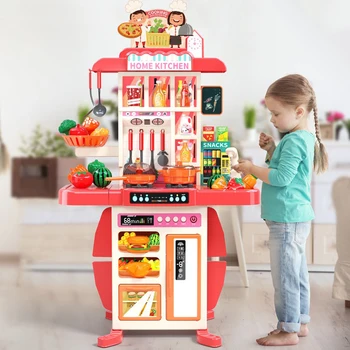 95cm Kidsren's Play House Kitchen Toy Can Drink Water Set for Girls and Babies Cooking Artificial Kitchen Utensils Fruits and Vegetables Dishwashing Thanksgiving Christmas New Year Gift 1