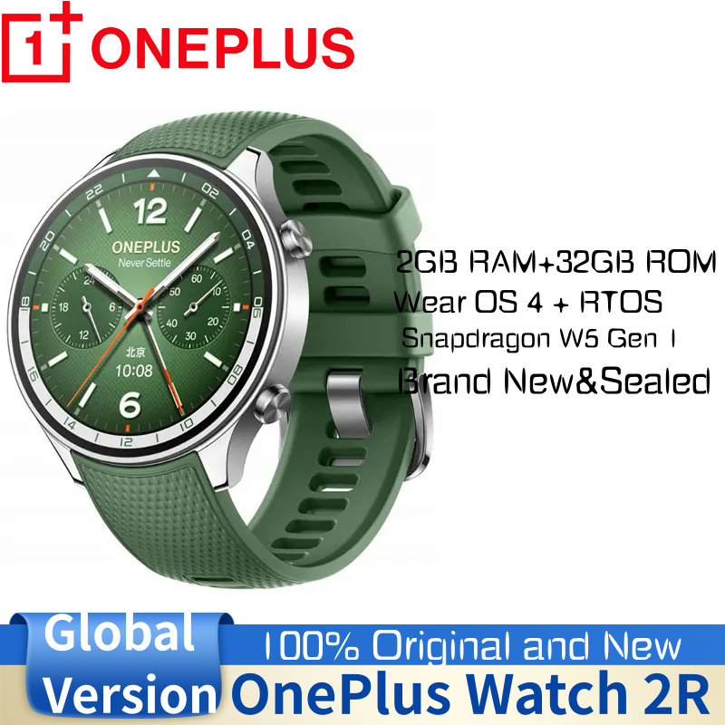  Original OnePlus Watch 2R, Qualcomm Snapdragon, Android Smartwatch, Sport Tracking For OnePlus Nord 4 Google Wear OS 4 NFC 