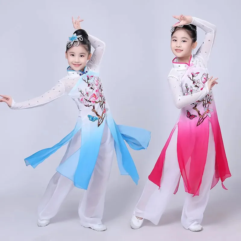 New Chinese costume hanfu new children's classical stage costumes umbrella dance ethnic girls Yangko clothing fan dance