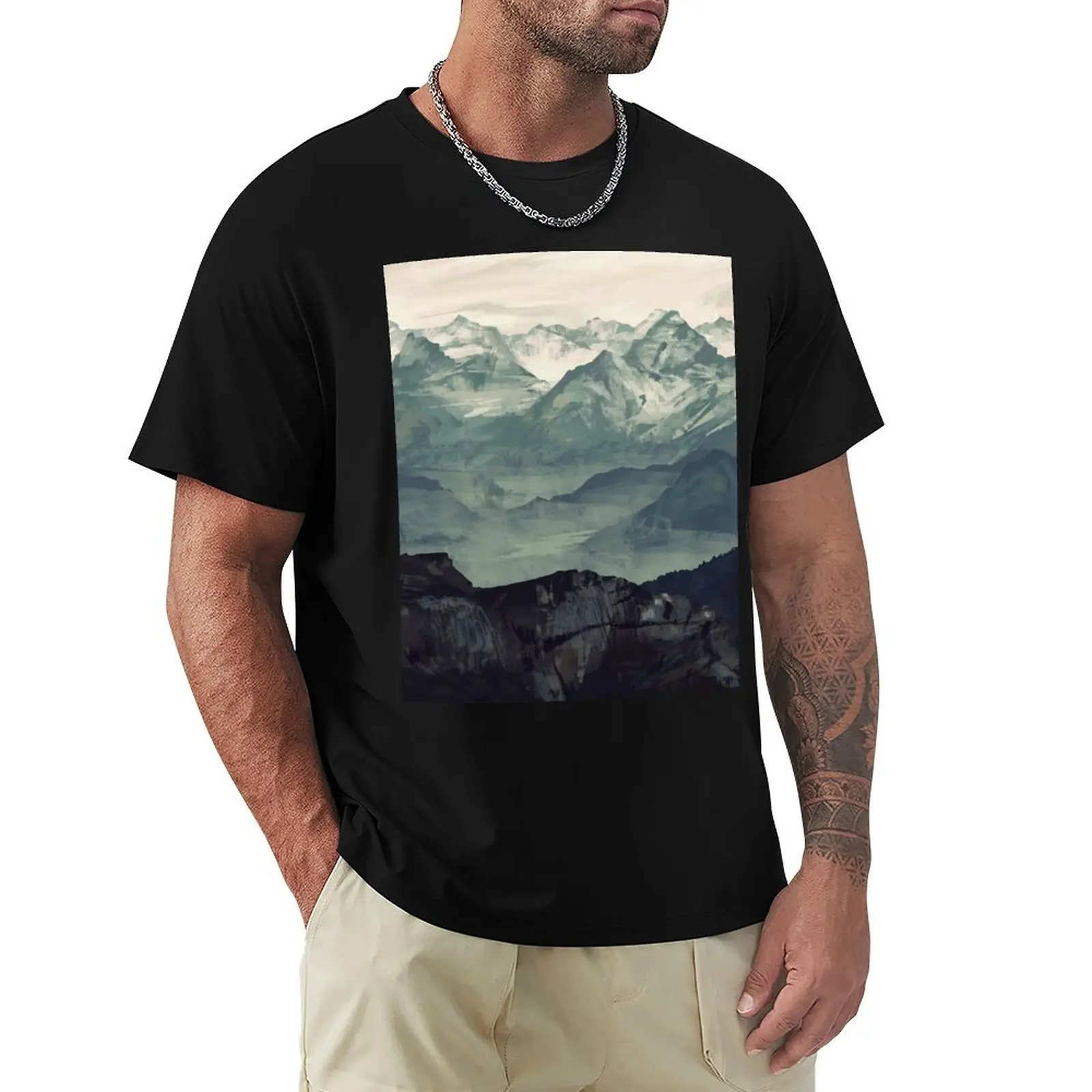 

Mountain Fog T-Shirt quick drying custom t shirt t shirts for men graphic