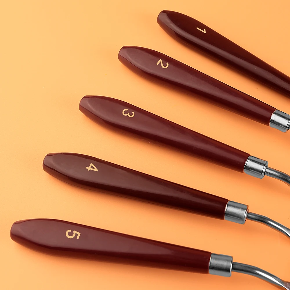 Stainless Steel Oil Painting Knives Artist Crafts Spatula Palette Knife Mixing Knife Scraper Art Tools 5Pcs/Set