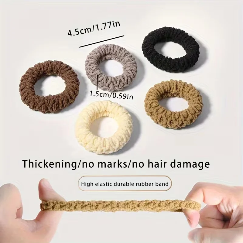 Versatile 10-Pack Seamless Braided Hair Ties - Fashionable Updos & Secure Ponytails in 5 Trendy Colors