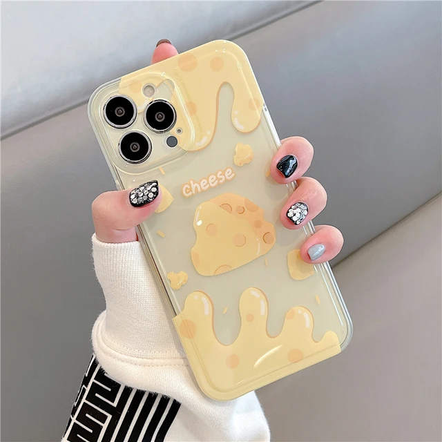 Coque de téléphone avec support de fromage jaune, coque de