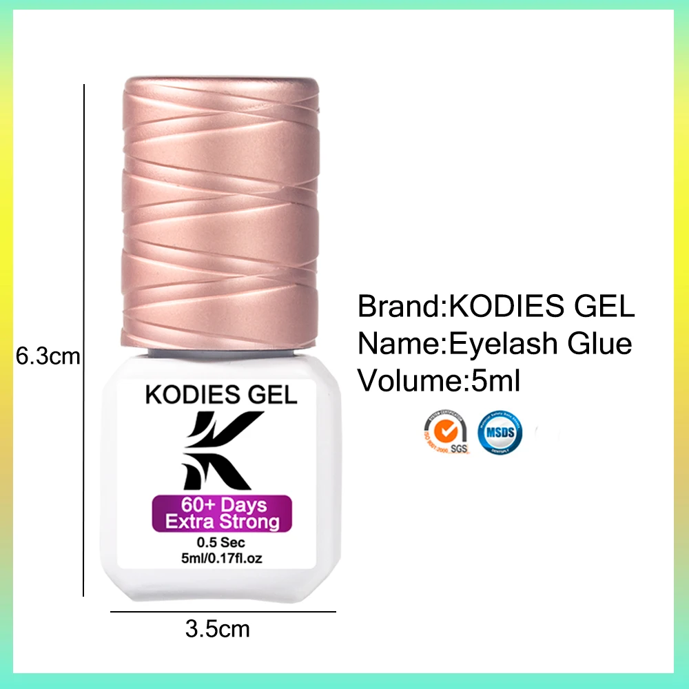 KODIES GEL Super Strong Lash Glue for Eyelash Extension Supplies Lashes Lift Glue Adhesive 5ML 0.5 Sec Fast Dry Long Retention 2