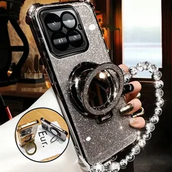 Shockproof Glitter Phone Holder Case with Magnetic Bracelet for Infinix Hot 60 (Black)