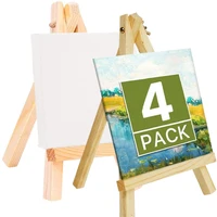 1/2/4PCS Mini Canvas And Easels Set Wooden Foldable Stand Desktop Mobile Phones Holder For Painting Arts Crafts Display Bracket 1