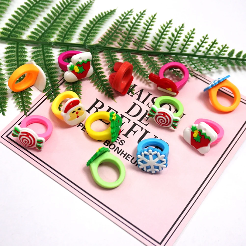 

30Pcs Christmas Silicone Ring Stocking Stuffers, Kids Silicone Rings Christmas Party Favors Jewelry Rings for Christmas Party