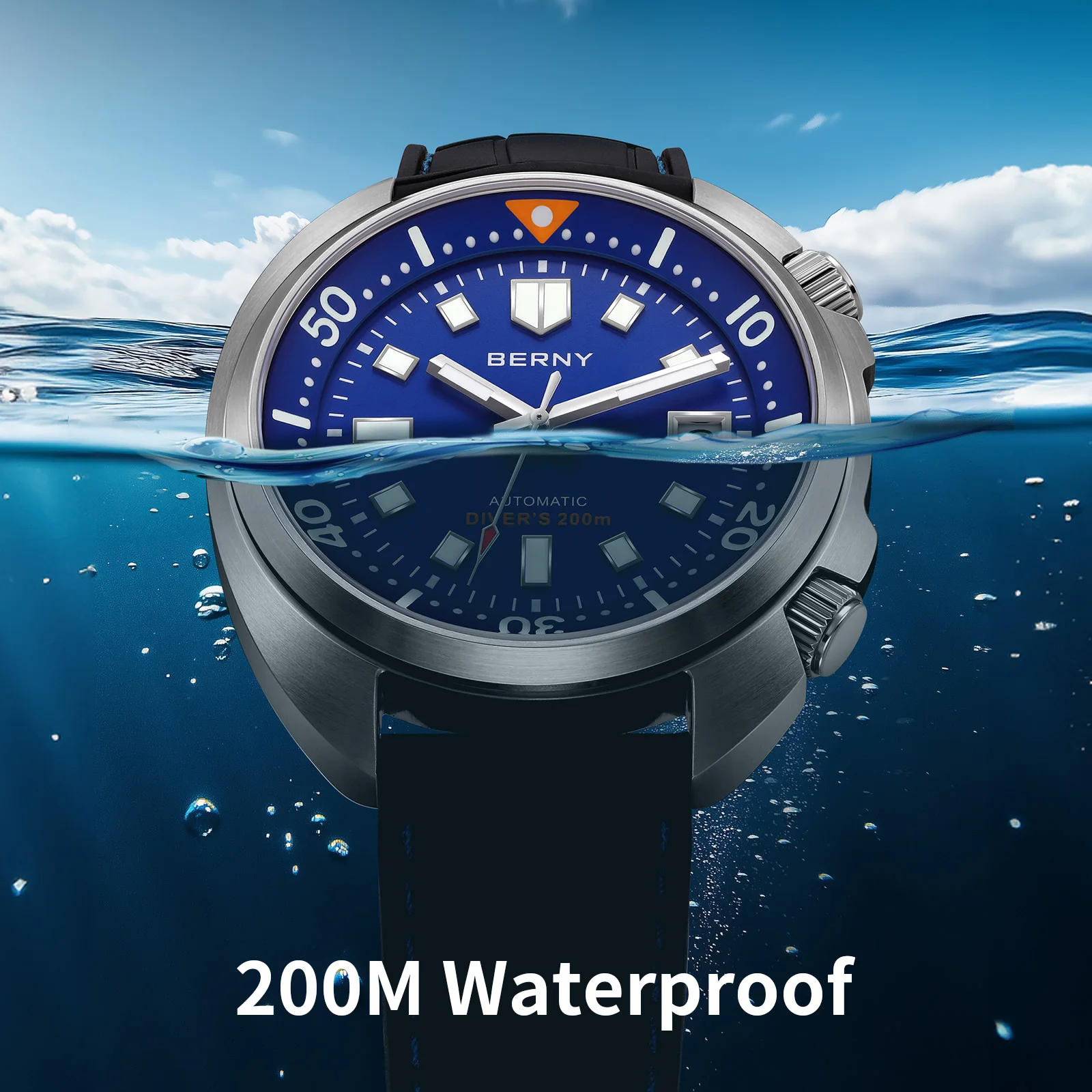 BERNY 20ATM Automatic Diver Watch for Men Luxury Sapphire Supper Luminous Dive Watch Original Design NH35 Sport Men Diving