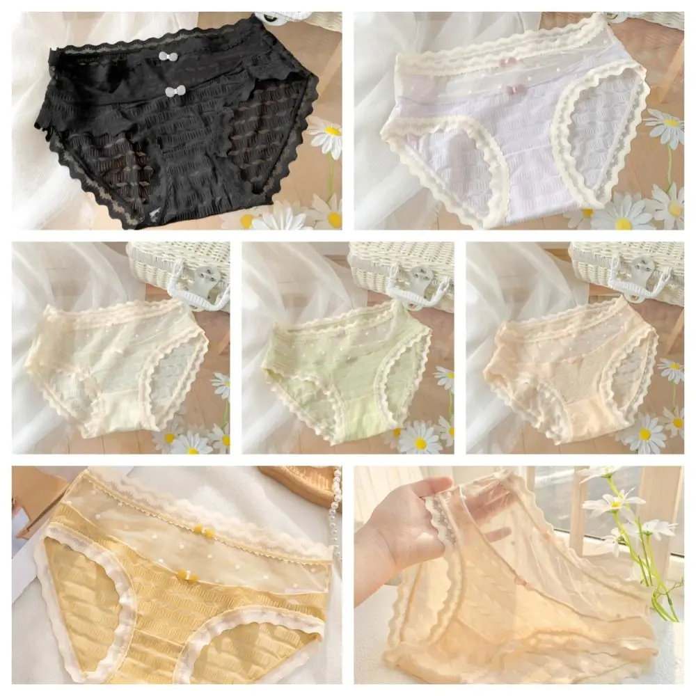

Soft Ice Silk Panties Breathable Cotton Crotch Ultra Thin Seamless Lingerie Underwear Panties Middle Waist Briefs Daily