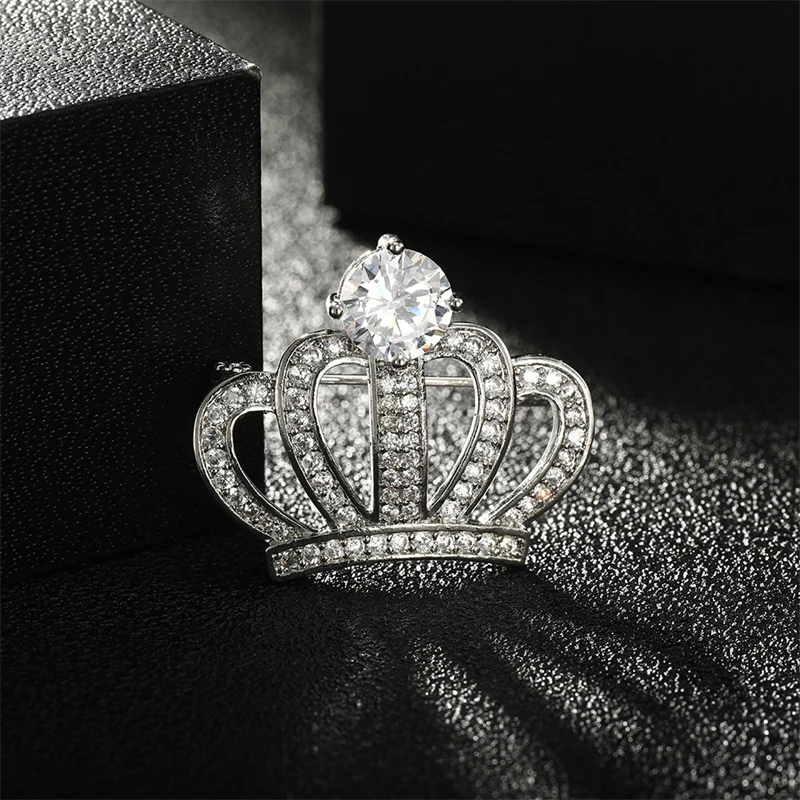 Broche De Corona De Diamant De Imitación Para Mujer, Piedra Preciosa