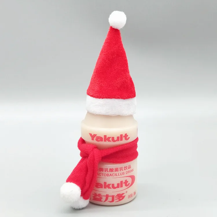 4pcs Festival Red Wine Beverage Bottle Decoration Mini Christmas Hat Doll Christmas Small Hat Scarf Knife and Fork Accessories christmas beanie hat