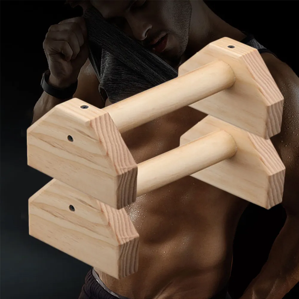 2pcs Wooden Push Up Stands Double Rod Single Double Handles Headstand Shelf For Women Men Protable Gym Gear Equipment