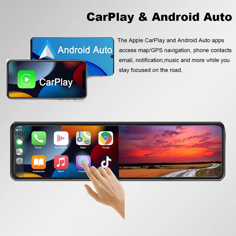 HGDO 2.5K & 1080P & 1080P 대시 캠 3 1 GPS WIFI CarPlay 비디오 레코더 안 드 로이드 자동차 자동차 DVR 전면 후면보기 미러 카메라