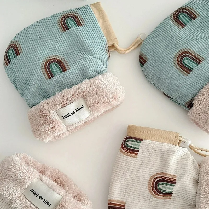 2-12Y New Windproof Infant Stroller Gloves Children Outdoor Sports Mittens Cartoon Printed Hands Warmer Scooter Gloves Accessory