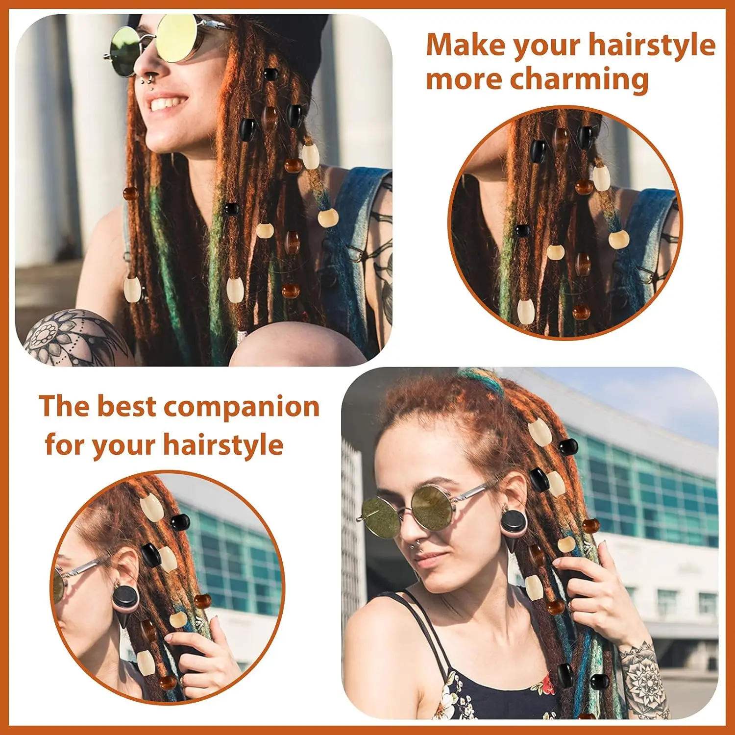 130 Pieces Macrame Wooden Beads Loose Beads with 10 mm Large Hole for Macrame Making Kits Supplies Jewelry Making Hair DIY Craft 5