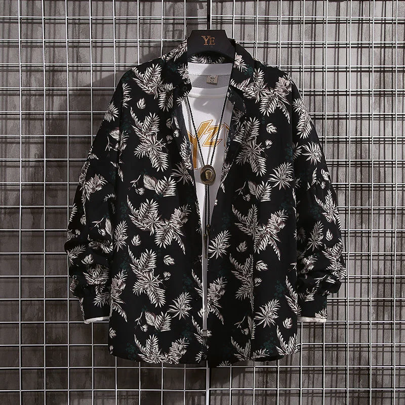 

Holiday Style Casual Shirts Thin Loose Trend All-match Long Sleeve Tops Printed Shirts Msle Clothes Spring Summer Oversize Coats