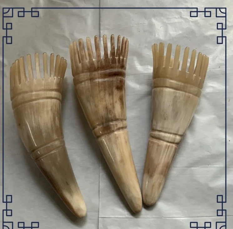 Hair Wash Comb horn Comb Hair Washing Brush Scalp Shampoo Brush Scalp Handmade Cow Horn Hair Wash Massage Comb