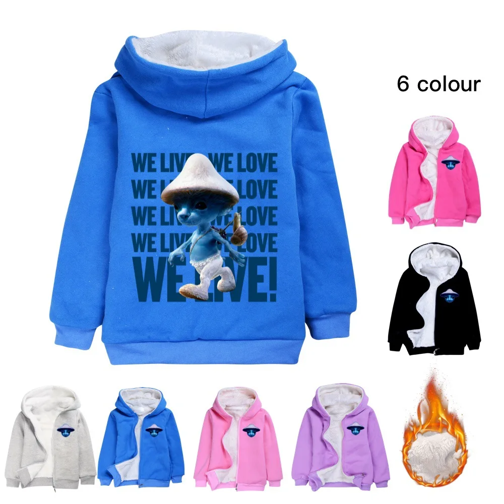 

Шайлушай Blue Cat Kids Shailushai Cats Clothes Junior Boys Warm Thick Velvet Hoody Jacket Girls Zipper Jackets Children's Coat
