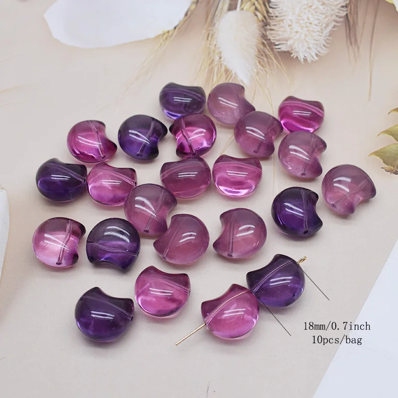 18mm 10pcs 혼합 색상 유리 구슬 다채로운 핑크 문 유리 구슬 Jewelny 만들기 DIY를위한 느슨한 스페이서 비즈