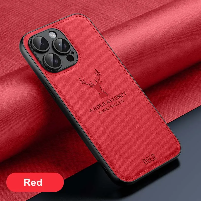 thumbnail image 1 of Luxury Leather Deer Head Phone Case For iPhone 15 14 Plus 13 12 Mini 11 Pro Max 7 8 6 6S Plus SE Shockproof Soft Silicone Cover, 1 of 5