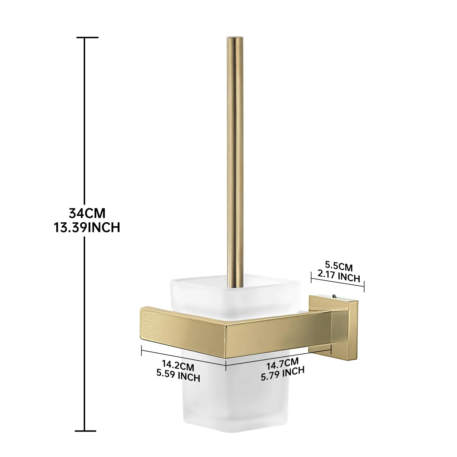 Toilet Brush Glass Wall Mounted Toilet Bowl Brush and Holder 304 Stainless Steel Bathroom Square Brushed
