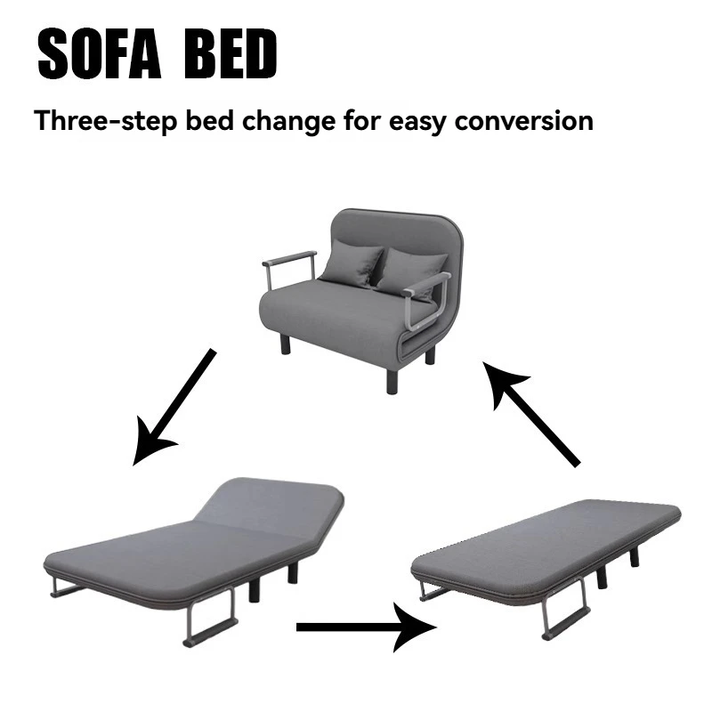 Modern folding sofa bed apartment small apartment simple single and double folding sofa with armrest - Image 5