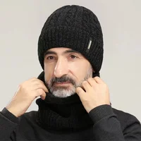KUNEMS Winter Hats for Men Fashion Knitted Beanies Bonnets Velvet Keep Warm Caps Casual Dad Hat Soft Cap Scarf Skullies Gorras 2