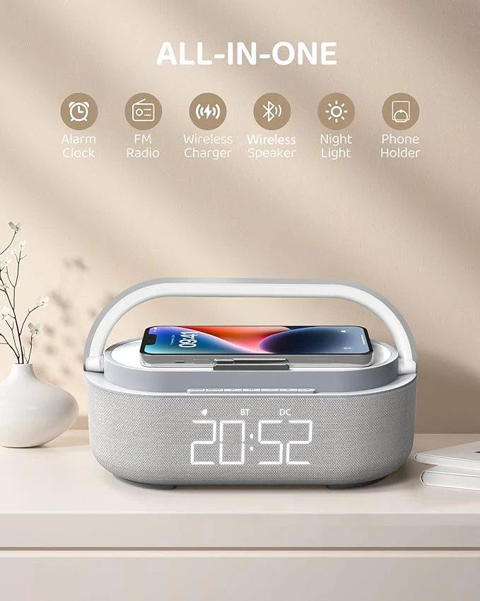รูปสินค้า ลำโพงบลูทูธไร้สาย 2500mAh พร้อมชาร์จไร้สาย วิทยุ FM ไฟหรี่แสงได้
