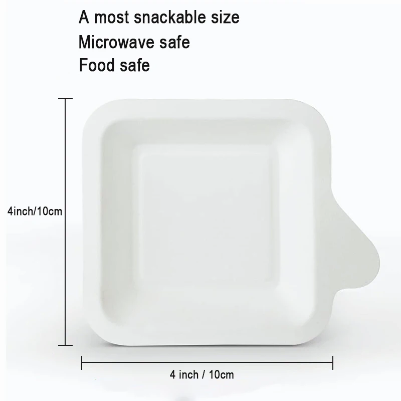 50/100Pcs 4 Inch Paper Plates, Biodegradable Disposable White Plates, Square Dessert Cake Party Snack Plates