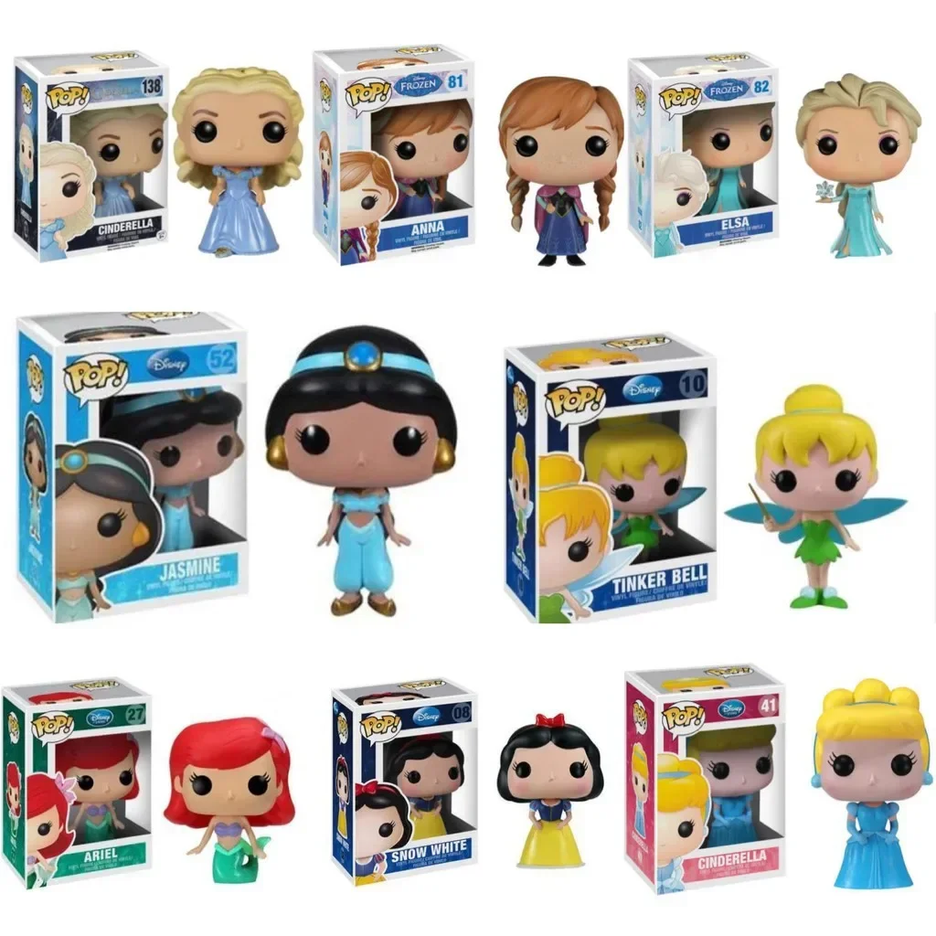 Figuras de acción Funko POP de la princesa Ariel, Bella, Blancanieves, Elsa, Rapunzel, Cenicienta, Tiana, Campanilla, Jasmine, juguetes de colección