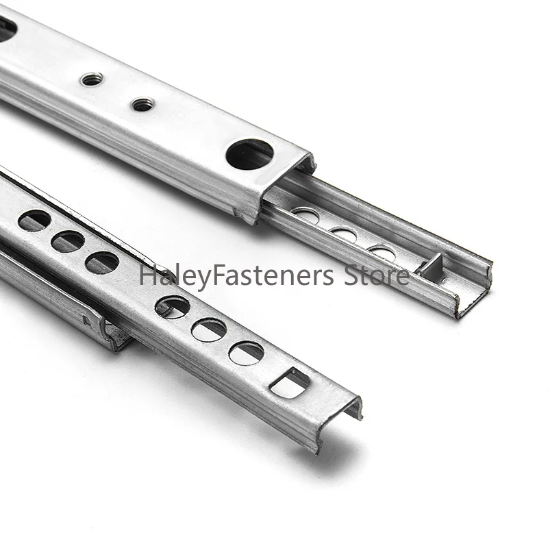 1Pair Drawer Steel Ball Rail Slide Drawer Slide Ball Guide Two Sections 17mm Wide Steel Fold Furniture Hardware Fittings drawer slides miniature ball bearings linear guide slide block