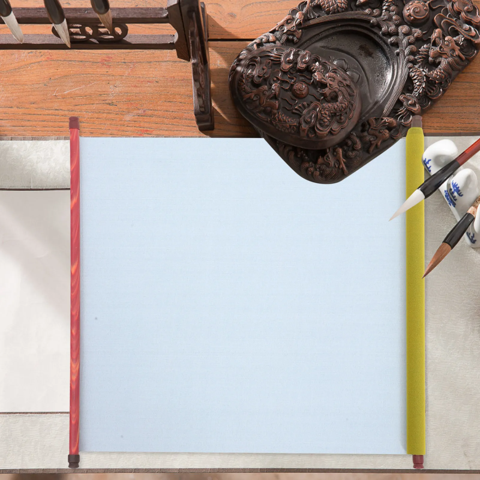 물 쓰기용 천 1.4m X 46Cm 재사용 가능한 서예 연습 스크롤 가정 학교 학생들을 위한 부드러운 모조 쌀 종이 표면