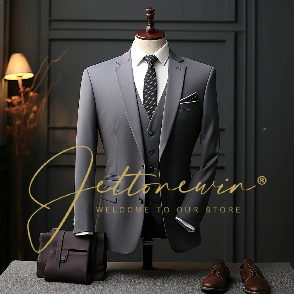 

Classic Male Suits 2024 Notched Lapel One Button Slim Fit Men Wedding Suit Groom Wear 3 Pieces Blazer Terno Masculino